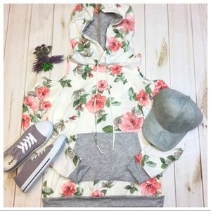 Infinity Raine Floral Hoodie with Gray Accents